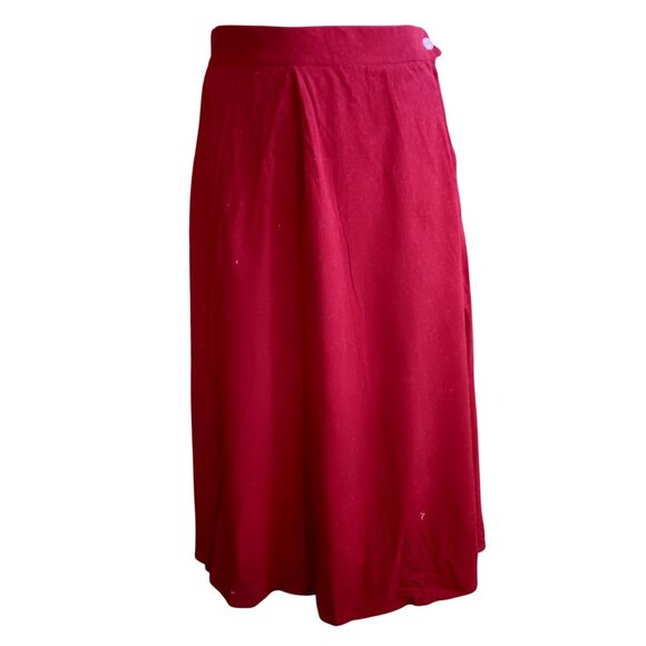 Vintage Velour Boho Skirt sz 11 27W Rust A-Line Midi Skirt With Pleats 1980's - Picture 1 of 5